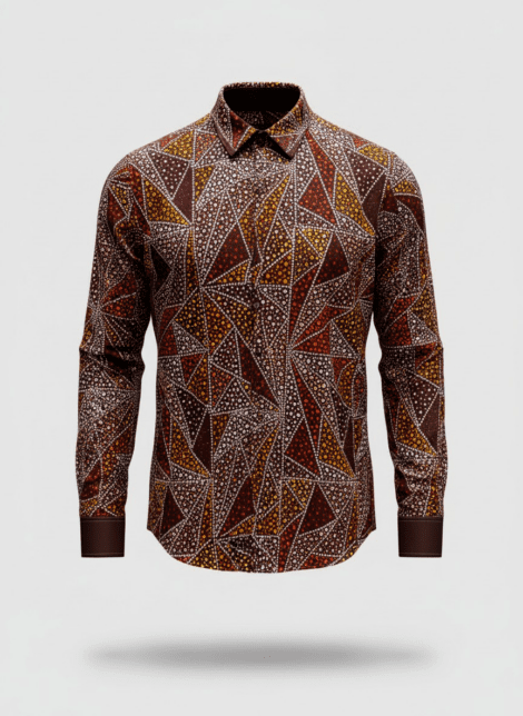 Brown & Gold African Print Shirt
