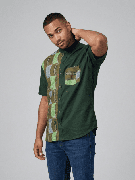 Green African Print Shirt
